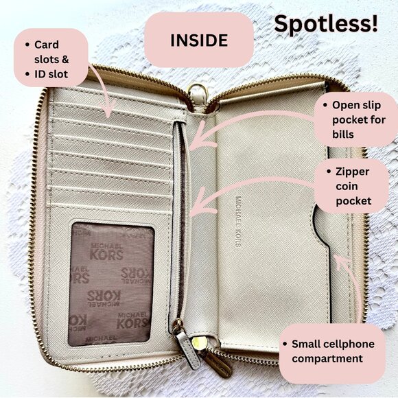 Michael Kors Fulton Creme Wristlet Wallet - Picture 5 of 6